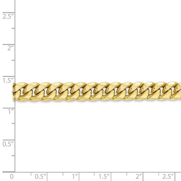 10k Yellow Gold 7.3mm Hollow Miami Cuban (Curb) Chain Bracelet, 8 Inch
